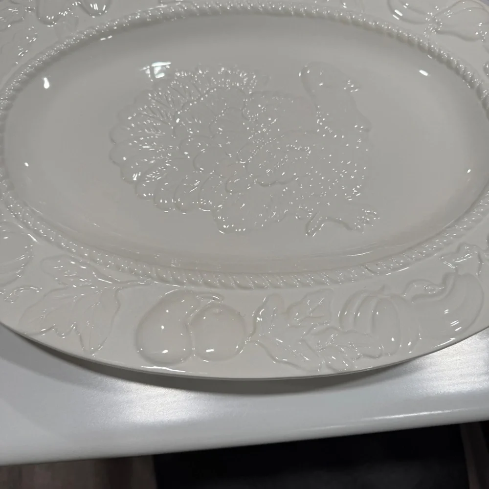 Vintage Harvest Ceramic Stoneware Turkey Platter